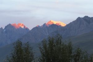 sunset on mountain peaks