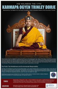 poster advertising event details of the karmapa's visit to u of t