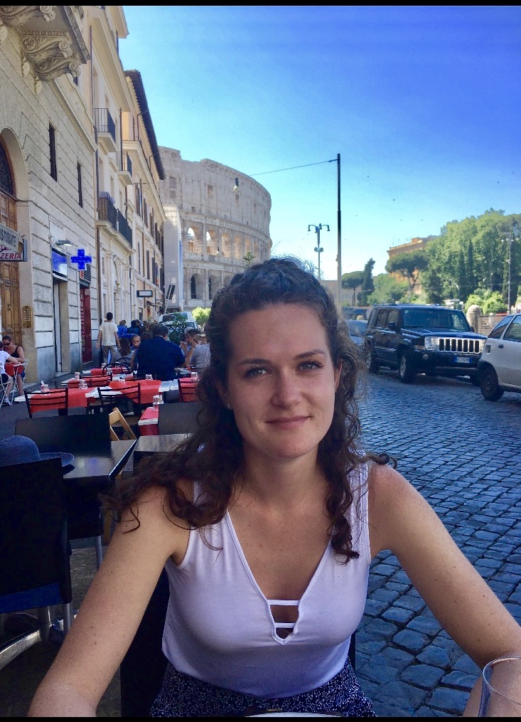 portrait of woman at cafe in rome