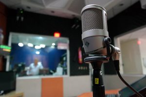 microphone in audio recording room